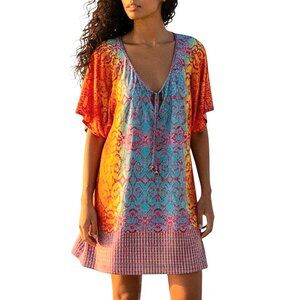 Nanette Lepore Swim Coverup Multicolored Short-Sleeve Jersey Tunic Good Cond - L